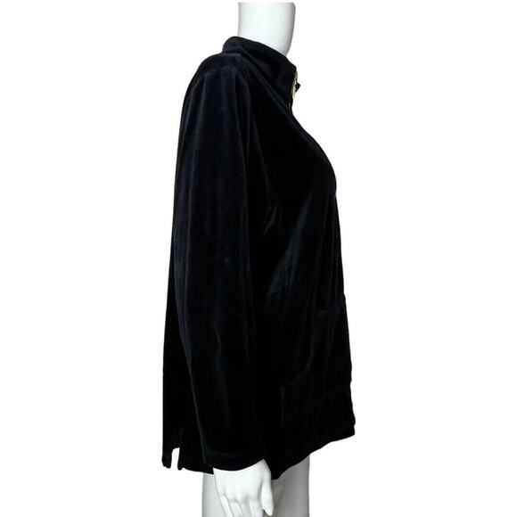 Catherines Jacket Womens 14/16W Petite Black Velour Quarter Zip‎ Pullover Casual - Picture 2 of 6